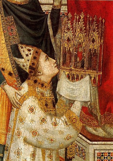 Giacomo Gaetani Stefaneschi Donor ca. 1320 detail from triptych by Giotto Bondone Vatican Pinacoteca Rome cat40120 